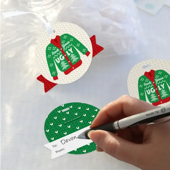 Big Dot of Happiness Ugly Sweater - Holiday and Christmas Party Clear Goodie Favor Bags - Treat Bags With Tags - Set of 12 {4}