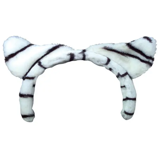12 Kids Snow Tiger Stripe White And Black Cat Ear Headbands Costume Accessory {1}