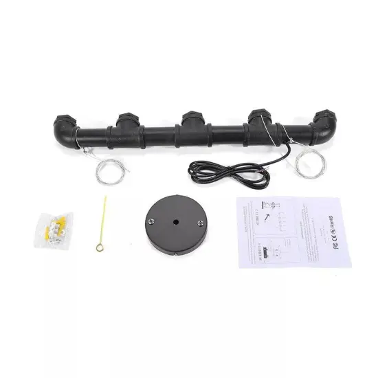 Industrial Retro Water Pipe Pendant Lamp 5-heads Steampunk Rustic Ceiling Light {5}