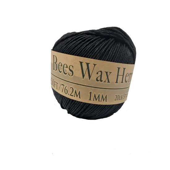 250 Feet of Bee's Wax Black Hemp Wick Twine, Perfect for Candle Making, Arts and Crafts, Jewelry, Beading and Bakers Twine {1}