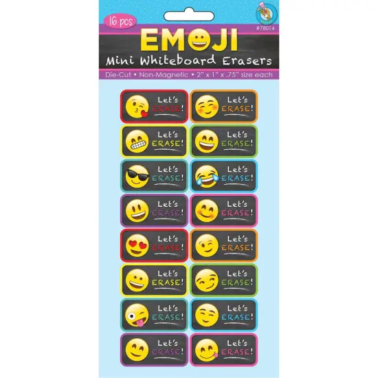 Non-Magnetic Mini Whiteboard Erasers, Emotions Icons, Pack of 16 {1}