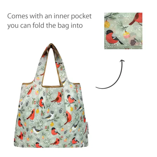 Wrapables Medium Foldable Tote Nylon Reusable Grocery Bag (Set of 2), Cardinals {5}