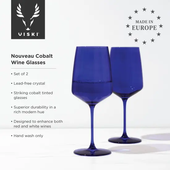 Reserve Nouveau Crystal Wine Glasses in Cobalt  {4}