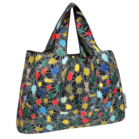 Wrapables Large Foldable Tote Nylon Reusable Grocery Bags, Connections {1}