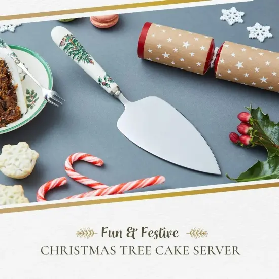 Spode Christmas Tree 10.5" Cake Knife/Server, Fine Porcelain & Stainless Steel {4}