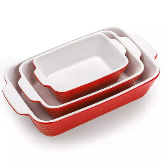 3 Pack Ceramic Baking Dishes, Porcelain Casserole Dish with Handle {1}