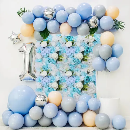 6 Pcs 24'' x 16'' Blue Artificial Flower Wall Panels Wedding Party Floral Decor {1}
