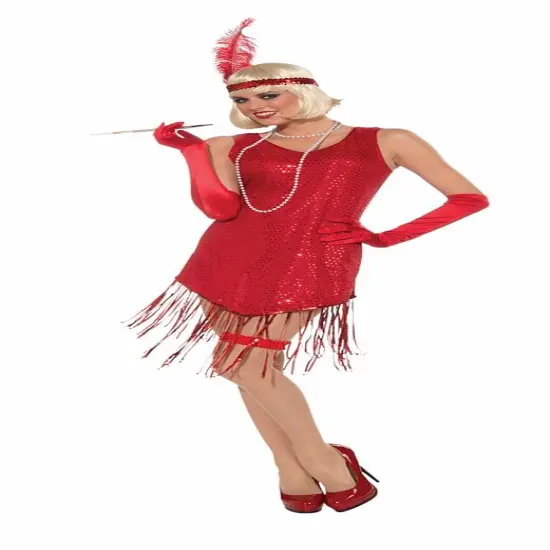 Roaring 20's Swingin' In Sequins Costume Red Adult Women {1}