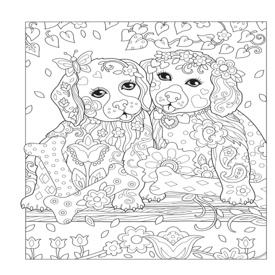 Creative Haven: Playful Puppies Coloring Book-Softcover {4}