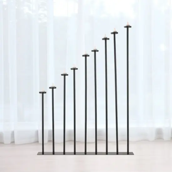 9Pcs Black Tall Floor Candle Holders DIY Candelabra Freestanding Candlestick {1}