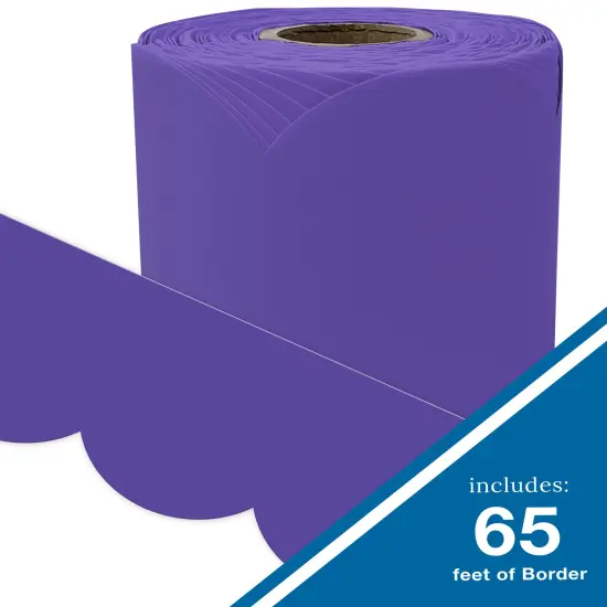 Carson Dellosa 65Ft of Purple Bulletin Board Borders, 1 Roll of Scalloped Trim for Rolling Whiteboard, Cork and Posterboard, Party, Office Decorations, and Classroom Decor {2}