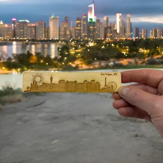 Bookmark - Las Vegas NV Skyline - Birch wood {5}