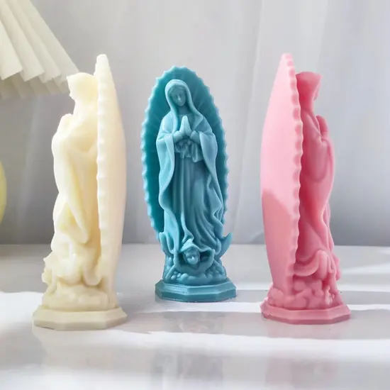 Religious Virgin Mary Statue Silicone Mold Virgin Mary Candle Molds for Candle Making Supplies Wax Tools Virgen Maria Candle Mold Silicone Molds for Resin Concrete Plaster Epoxy Molds Home Decor {6}