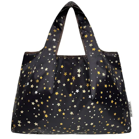 Wrapables Large Foldable Tote Nylon Reusable Grocery Bags, Shining Stars {3}