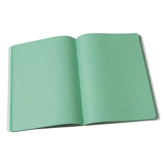 Dual Ruled Composition Book, Green, 1/4 in grid and 3/8 in (wide) 9-3/4" x 7-1/2", 100 Sheets, Pack of 6 {2}