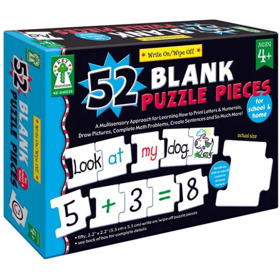 Write-On/Wipe-Off: 52 Blank Puzzle Pieces Manipulatives, Early Childhood, Grade PK-2 {1}