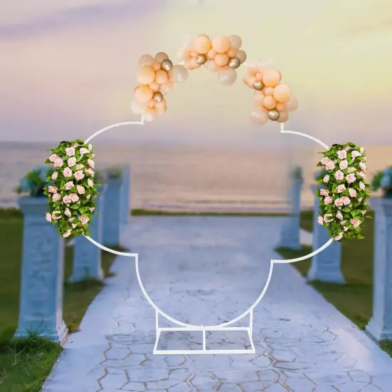 Metal Wedding Arch Backdrop Stand Clover Frame Party Garden Flower Rack White {1}