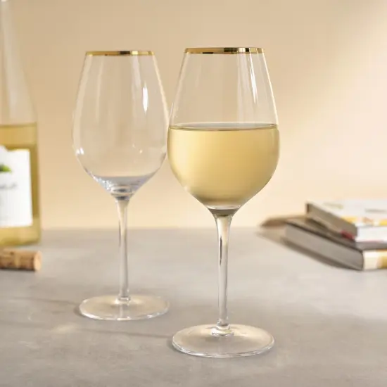 Gilded Stemmed Wine Glass Set  {2}