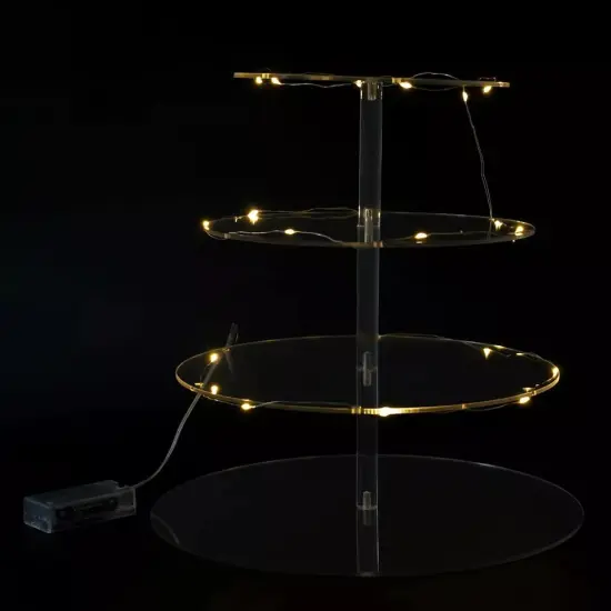 4 Tier Round Acrylic Cupcake Display Stand Holder With LED String Light Pastry {3}