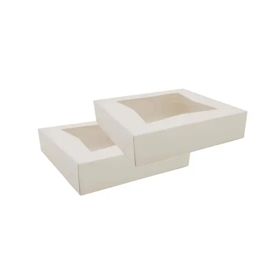 9 x 9 x 2.5" White Bakery Boxes with Window Pastry Boxes for Cakes, Cookies and Desserts {2}