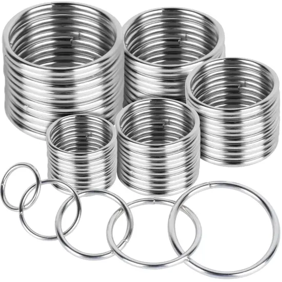 Metal O Ring，50 Pcs Silver Multi Purpose Metal O Ring for Macrame, Camping, Dog Leashes, Hardware, Bags and More Craft Project - 16Mm, 21Mm, 25Mm, 32Mm, 38Mm {1}