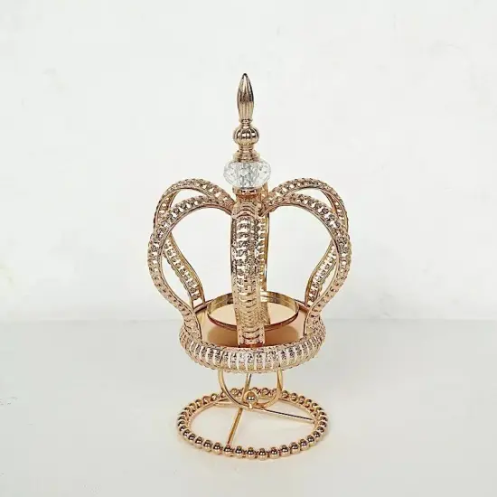 13" GOLD Metal Crown Spiral Pillar CANDLE HOLDER Stand Centerpiece Party Events {1}