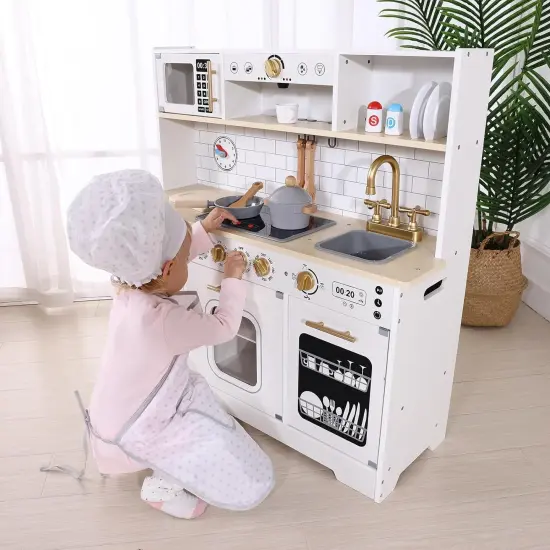 Toddler Kitchen Playset, Play Kitchen Sets for Kids with Plenty of Play Features,Sink,Oven,Range Hood,Stove,Dishwasher,Coffee Maker,Ice Maker and Microwave {6}