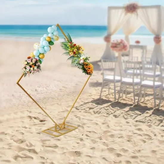 6.6ft Metal Rack Wedding Balloon Arch Set Gold Square Backdrop Stand Frame Rack {3}