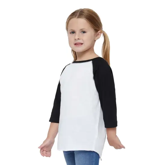Rabbit Skins&reg; Toddler Baseball Fine Jersey Crewneck Three-Quarter Sleeve T-Shirt - 3330 {6}
