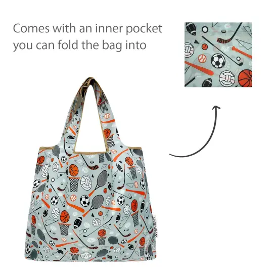 Wrapables Medium Foldable Tote Nylon Reusable Grocery Bag (Set of 2), Sporty {4}