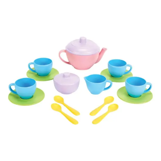 Green Toys Eco-Friendly Soft Colored Plastic Tea Set {1}