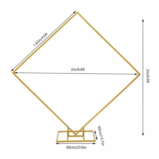 6.6ft Metal Rack Wedding Balloon Arch Set Gold Square Backdrop Stand Frame Rack {5}