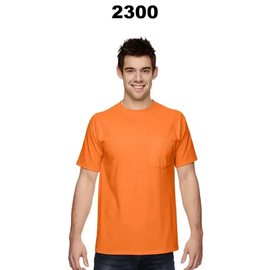 Gildan&reg; Ultra Cotton Crewneck Short Sleeve Pocket Tee - 2300 Safety orange {3}