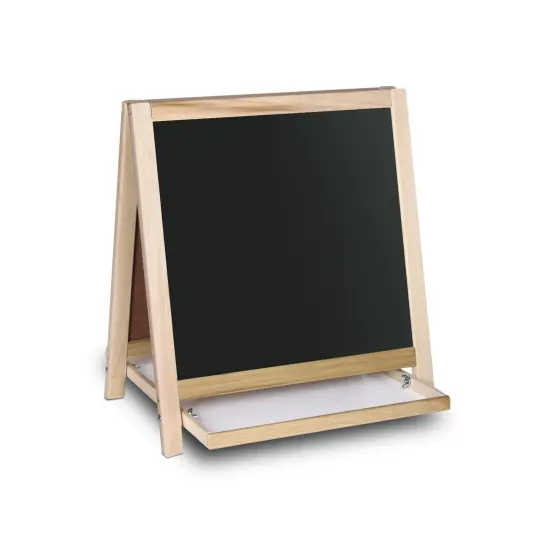 Magnetic Table Top Easel White Dry Erase/Black Chalkboard, 19.5"H x 18"W {2}