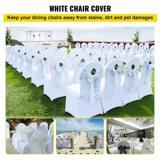 50PCS Stretch Spandex White Folding Chair Covers Room Celebrations Wedding {4}