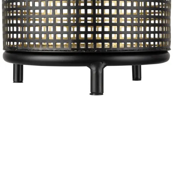 Northlight Iron Grid Pillar Candle Holders - 12" - Black and Gold Finish - Set of 3 {7}