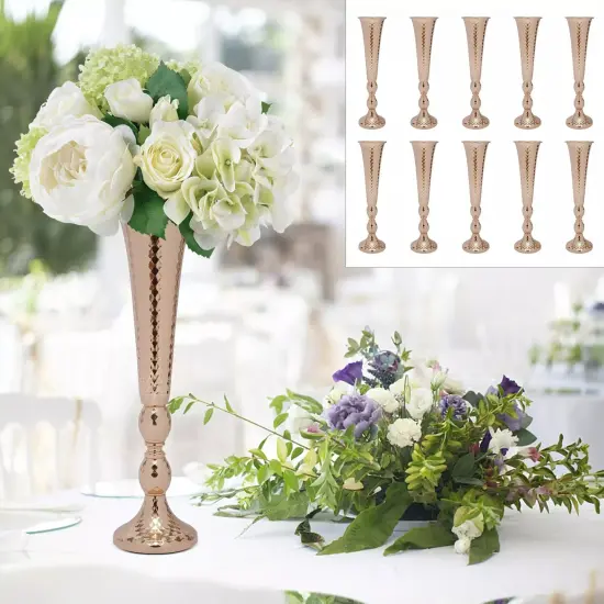 10Pcs Gold Flower Vases Wedding Table Centerpieces 20.5" {1}