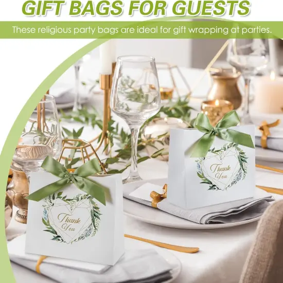 50 Pack Mini Thank You Gift Bags with Bow Ribbon {3}