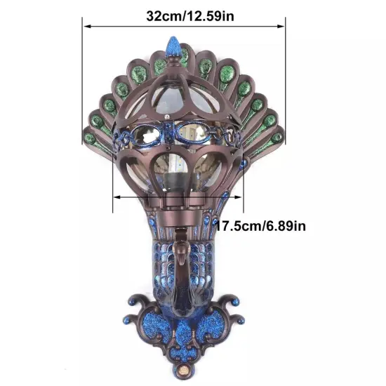 Waterproof Peacock Wall Lamp Bedroom Wall Sconce Outdoor Indoor Wall Light {5}