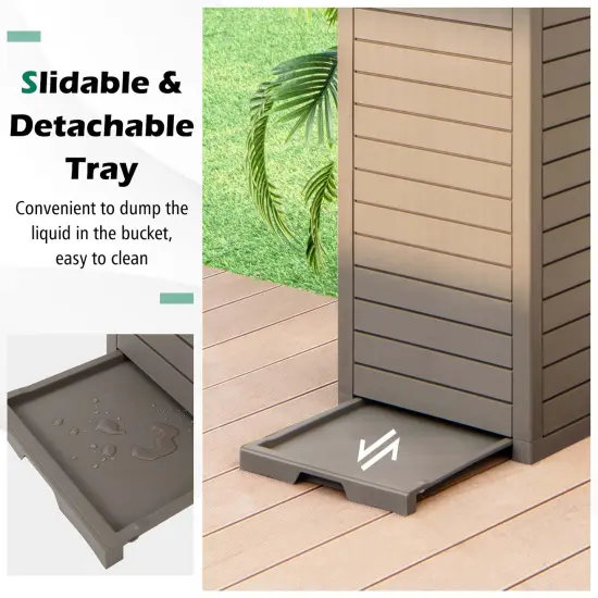 Costway 2 PCS 31 Gallon Outdoor Trash Can Waste Bin with Dual Lid & Pull-out Drawer Backyard Coffee/Black {5}