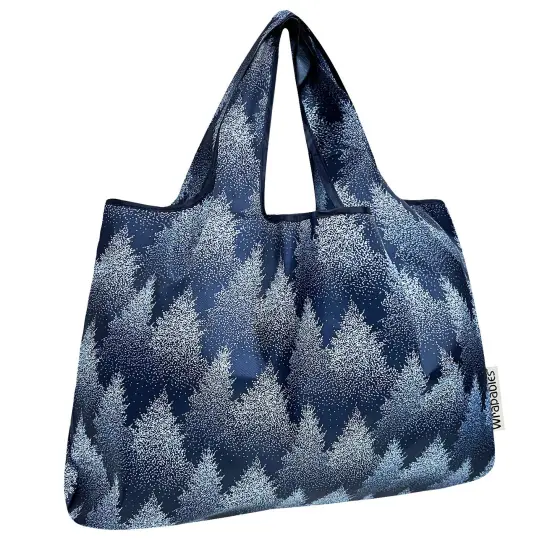 Wrapables Large Foldable Tote Nylon Reusable Grocery Bags, Winter Wonderland {1}