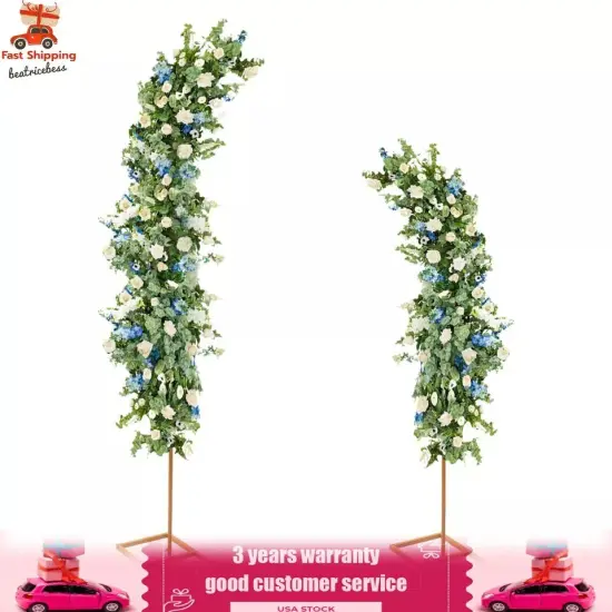 Set of 2 Gold Metal Wedding Arch Rack Flowers Frame Stand Party Backdrop Decor {4}