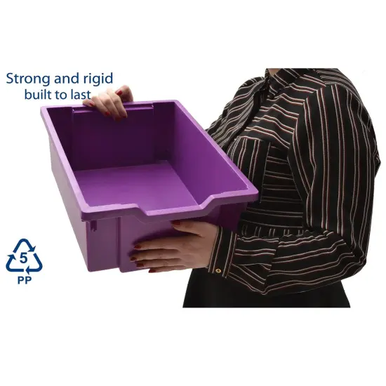 Deep F2 Tray, Plum Purple, 12.3" x 16.8" x 5.9", Heavy Duty School, Industrial & Utility Bins, Pack of 6 {3}
