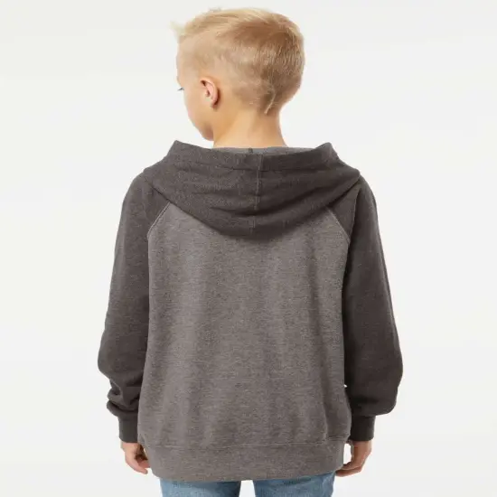 Independent Trading Co&reg; Youth Lightweight Special Blend Raglan Hooded Sweatshirt Nickel heather/ fore {5}