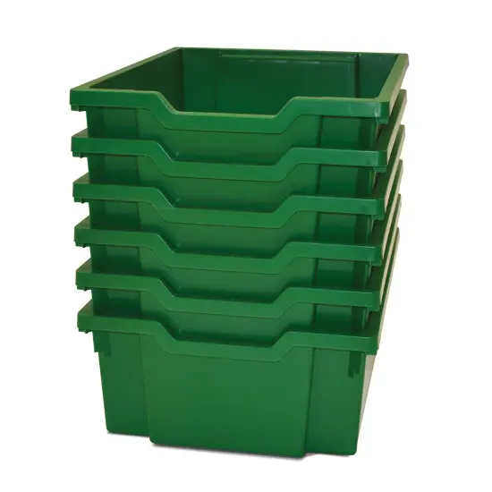 Deep F2 Tray, Grass Green, 12.3" x 16.8" x 5.9", Heavy Duty School, Industrial & Utility Bins, Pack of 6 {1}