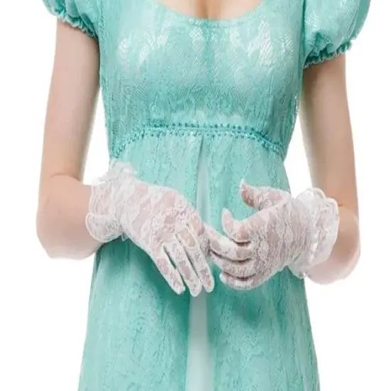 White Lace Gloves Adult Costume Accessory {1}