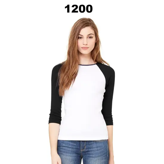BELLA + CANVAS&reg; - Women's Micro Rib 3/4 Raglan Sleeve Baby Tee Natural/ black {3}