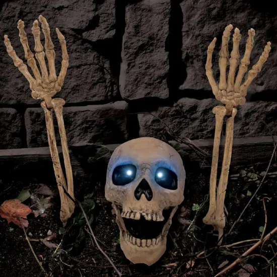 Light-Up Skeleton Grave Breaker Halloween Decor {1}