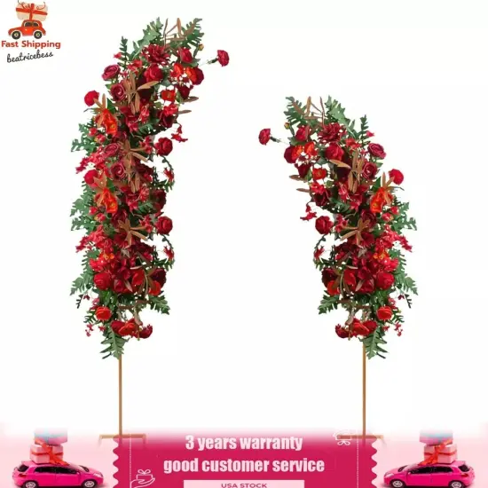 Set of 2 Gold Metal Wedding Arch Rack Flowers Frame Stand Party Backdrop Decor {1}