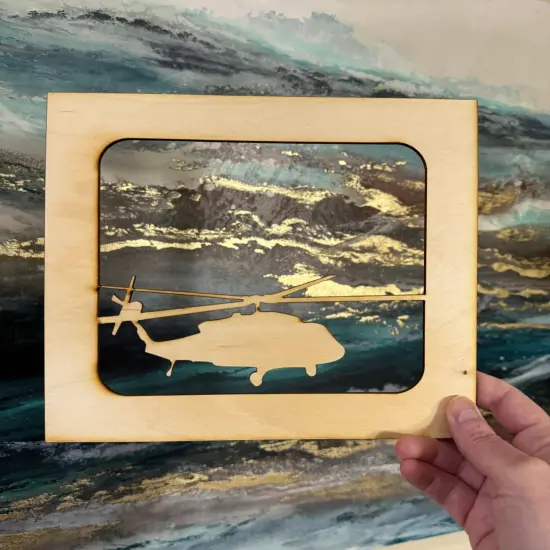 Helicopter 8x10 Horizontal Photo Frame Insert - Baltic Birch FRAME NOT INCLUDED {2}